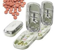 Portable Pill Cutter,Pills Cutter Splitter for Small and Tiny Pills,Caketotu 1/2 1/3 1/4 Adjustable Pill Splitter with Centering Device With Stainless Steel Blades and Storage Box (Green, 2pcs)