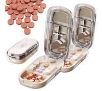 Portable Pill Cutter,Pills Cutter Splitter for Small and Tiny Pills,Caketotu 1/2 1/3 1/4 Adjustable Pill Splitter with Centering Device With Stainless Steel Blades and Storage Box (White, 2pcs)