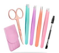 Portable Pince a Epiler,6 Pcs Pince à Épiler Acier Inoxydable Pince à Epiler Professionnelle Professionnelle Kit pour Sourcils pour Enlèvement des points noirs, poils Incarnés, Les Cils
