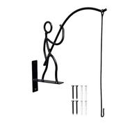 Portable Plant Hanger, Wall Mounted Bracket, 7.87x9.06 In Compact Fixture with Sturdy Build, Fisherman Themed Accessory, Metal Hook Aid with Practical Style, Indoor Outdoor Tool Decoration for Garden