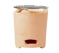 Portable Poêle à Charbon D'Argile, Simple et Résistant aux Hautes Températures, avec Grille Amovible, Idéal pour la Cuisine et Les Pique-Niques en Plein Air(Brown,14x16cm/5.5x6.3in)