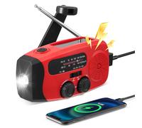 Portable Radio FM/AM Emergency, Radio Dynamo Crank Solar, Portable Battery Operated Ra-dio with 2000mAh Power Bank/SOS Alarm/Flashlight/3W Speakers, Ourdoor, Emergency