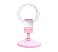 Portable Rechargeable Selfie Remplissage avec Support et Miroir pour Maquillage Selfie Vlog - 3 Modes, Design Pliable - pour Photographie Téléphone et Live Streaming - 15.8x3.5cm, Rose