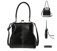 Portable Retro Handbag, Adjustable British Style Kiss Lock PU Leather Holder, 9 Inches Vintage Purse with Metal Frame, Shoulder Bag with Classic Design, Fashion Accessory for Commuting Work Travel
