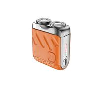 Portable Rotary Dual Ring Electric Shaver for Men, Mini USB Rechargeable Pocket Razor, Travel-Friendly Durable Beard Shaver (Orange)