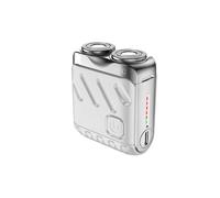 Portable Rotary Dual Ring Electric Shaver for Men, Mini USB Rechargeable Pocket Razor, Travel-Friendly Durable Beard Shaver (Off-White)