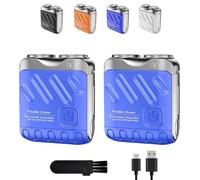 Portable Rotary Dual Ring Electric Shaver, Mini Portable Electric Shaver for Car, Home, Travel, Usb Rechargeable Mini Shavers for Men(Two Blue)