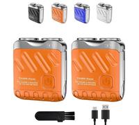 Portable Rotary Dual Ring Electric Shaver, Mini Portable Electric Shaver for Car, Home, Travel, Usb Rechargeable Mini Shavers for Men(Two Orange)