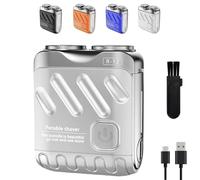 Portable Rotary Dual Ring Electric Shaver, Mini Portable Electric Shaver for Car, Home, Travel, Usb Rechargeable Mini Shavers for Men(White)