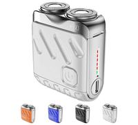 Portable Rotary Dual Ring Electric Shaver, Portable Mini Small Steel Cannon Rotary Dual Ring Electric Shaver, Washable Double Head Razor, Easy Cleaning, for Home Travel (White)