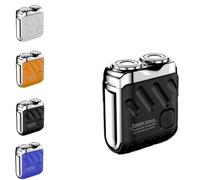 Portable Rotary Dual Ring Electric Shaver, R-12 Luggage Electric Shaver, Mini Electric Rotary Dual Ring Pocket Shave, 2025 New Model Mini Dual-Head Electric Shaver(Black)