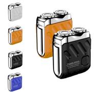 Portable Rotary Dual Ring Electric Shaver, R-12 Luggage Electric Shaver, Mini Electric Rotary Dual Ring Pocket Shave, 2025 New Model Mini Dual-Head Electric Shaver(Or+BLa)