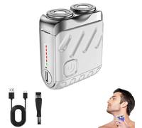 Portable Rotary Dual Ring Electric Shaver, Washable Double Head Razor, Mini Portable Electric Shaver for Men Waterproof, Fast Charging Long Battery Life Double-Ring Magnetic Cutter (White,1Pcs)