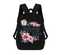 Portable Sac À Dos d'affaires C'est L'Heure du Mahjong Cartable Scolaire Multicolore Sacs D'École Loisir pour Scolaires, Gym, Voyage, 42X32X14Cm