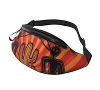 Portable Sac À Dos De Voyage Coucher De Soleil sur Un Cactus du Sud-Ouest, Design du Sud-Ouest, Indigène Sac Poitrine avec Prise Casque Sacoche De Sport pour Cyclisme Femme 14X35Cm