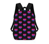 Portable Sac À Dos Drapeau Imprimé « Cœur Bisexuel Fier » Sacs De Voyage Mignon Cartable Scolaire pour Trekking, Bureau, Loisir, 42X32X14Cm