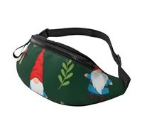 Portable Sac À Poitrine Champignon Rouge, Design Unique, GNOME Vert Sac De Taille avec Prise Casque Sacoche Homme Bandouliere pour Balade Outdoor Running 14X35Cm