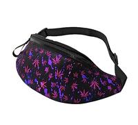 Portable Sac Banane Feuilles De Cannabis Violettes Sac À Taille avec Prise Casque Fanny Pack pour Vie Quotidienne Camping Activités 14X35Cm