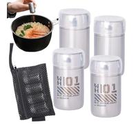 Portable Salt Shaker - Stainless Steel Seasoning Dispenser Set with Mesh Bag, Leak Proof Salt and Pepper Shakers for Outdoor BBQ Picnic Lunch Box Kitchen