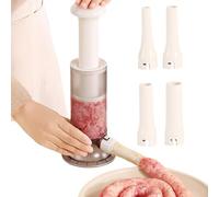 Portable Sausage Maker Manual, Meat Filler Stuffer with 4 Tubes, Sausage Pressing Tool for Professional Results, Perfect for Homemade Sausages and Meat Processing