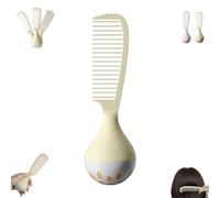 Portable Self-Standing Comb, Self-Standing Hair Comb with Weighted Base Stands Upright on Vanity, U-Shaped Teeth Grooves Designs that Gently and Glides Through Tangles, for Women (Yellow)