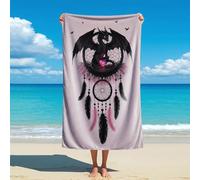 Portable Serviette De Plage, Eagle des Montagnes Attrape-Rêves Eagle Imprimé Américain Serviettes De Piscine Douces Serviette De Voyage pour Piscine Douche Camping 80X130Cm