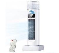Portable Silent Tower Fan,Desktop Cooler Fan,Air Conditioner Fan Quiet Oscillating Bladeless Cooler with Remote & Timer for Bedroom Living Room Office RV，White