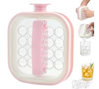 Portable Silicone Ice Ball Maker Kettle,2-in-1 Silicone Ice Cube Tray Mold with Pull Handles,Pull-Out Ice Ball Release,Leak Proof Multi-Functional Ice Cube Mold for Home, Parties and Travel，Pink