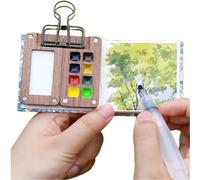 Portable Skizzenbook Palette Set 8 Grids Mini Palette de Peinture en Bois Voyage boîte pour l'aquarelle Gouache Acrylique Viennent avec Journal Papier Aquarelle et Clip