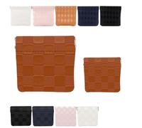 Portable Snap Tab Pouches, Auto-Close Organizer Bags, No Zipper Closure, Large Capacity for Makeup, Waterproof (Brown,Square)