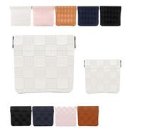 Portable Snap Tab Pouches, Auto-Close Organizer Bags, No Zipper Closure, Large Capacity for Makeup, Waterproof (White,Square)