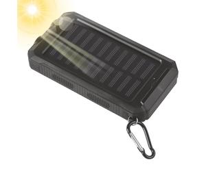 Portable Solar Charger - Monocrystalline Silicon ABS TPU 15.8x7.8x2.5cm | 20000mAh Power Bank | Fast Charging USB Type C Battery Pack with Flashlight for Camping Hiking Travel Outdoor Use