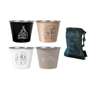 Portable Stainless Steel Cup Set - 50ml Mini Shot Glasses with Carry Storage Bag, Small Metal Drinking Cups | Reusable Whiskey Espresso Tasting Cups for Camping Travel Picnic Hiking Fishing Backpackin