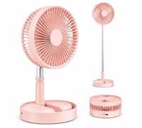Portable Standing Fan, Foldout 2-in-1 Portable Tabletop & Floor Fan, 8 Inch Foldable Telescopic Pedestal Fan with 7200mAh USB Rechargeable Battery, 4 Speeds & 180° Tilt, Height Adjustable Fan (Pink)