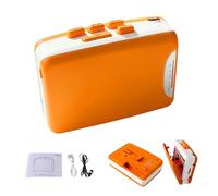 Portable Stereo Cassette Player, Retro Tape Machine, Multi-Function Radio Recorder, Equipped with Headphones(Orange)