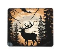 Portable Tapis De Bureau Silhouette Noire d'un Wapiti Sauvage 25X30Cm, Gaming Mousepad Résistant À Usure Tapis De Souris pour Ordinateur Jeux Les Capteurs De Jeu