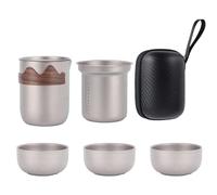 Portable Tea Set, Japanese Tea Set, Chinese Tea Set, Lightweight Kung Fu Tea Set, Titanium Tea Ceremony Set, Double Layer Anti Scald Tea Set, Easy to Use Tea Ceremony Set for Tea Enthusiast
