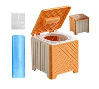 Portable Toilet, Adult Foldable Non Slip Potty, PVC Cushion Comfort Seat, Easy Setup for Elderly Patients Hospitals, Convenient Outdoor Events Camping Road Trips, 9.06x9.06x8.66 Inches