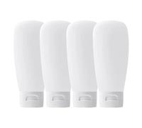 Portable Toiletry Bottles - 4 Piece Liquid Holders, Reusable Cosmetic Dispensing Vessels, Small Capacity Hygiene Containers Set | Holiday Backpack Friendly Fluid Organisers for Skincare Washing