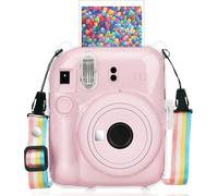 Portable Transparent Case Compatible with Fujifilm Instant Mini 12 Instant Camera Accessories, Hard Case, Shoulder Strap and Sticker Decoration Kit, Transparent Back Bag, Duffel Bag