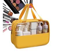 Portable Travel Bag - Cosmetics Pouch, 30x21.5x10cm Zippered Storage, Leather Organizer Pouch with Zipper Holder, Makeup Carrier for Toiletry, Portable Cosmetic Holder for Stylish Travel Use