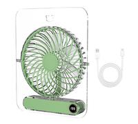 Portable Travel Fan, Usb Rechargeable Cooler, 5 Speed Airflow, Transparent Mini Design for Office Desk Travel Camping Beach Sports Hiking Fishing Shopping Trip Personal Cooling Airflow Use 1800 mAh
