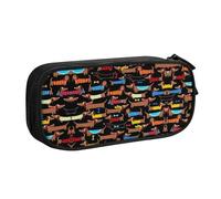 Portable Trousse de Crayon J'aime Mon Chien Teckels Imprimer Sac à Crayons Facile à Nettoyer Trousse pour Scolaires Adolescent Collège