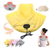 Portable USB Neck Shoulders Heating Pad with Auto Off Timers 3 Heat Levels Plus 3 Massage Modes, 60S Fast Heating (Yellow)