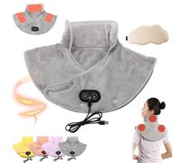 Portable USB Neck Shoulders Heating Pad with Auto Off Timers 3 Heat Levels Plus 3 Massage Modes, 60S Fast Heating (Gray)