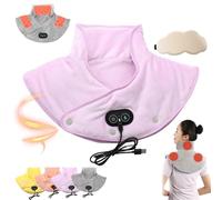 Portable USB Neck Shoulders Heating Pad with Auto Off Timers 3 Heat Levels Plus 3 Massage Modes, 60S Fast Heating (Purple)