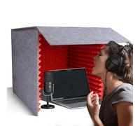 Portable Vocal Booth for Recording, Isolation Shield Room, Desktop Soundproof Cover for Music Studio Podcasts Decreasing Noise Home, Self-Made Sound Booth Box(Red,23.62IN)