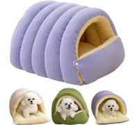 Portable Washable Winter Pet Bed, Enclosed Pet Resting Bed,Warm Cat And Dog Cave House, Soft Plush Winter Cave Style Beds,for Small Medium Large Kitten Puppy Indoor Living Room Garden Yard (Violet,S)