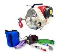 Portable Winch PCW3000-A Treuil de cabestan à gaz avec accessoires - Capacité de traction de 0,7 kg, treuil à gaz portable à moteur Honda GX-35 pour la chasse, l'exploitation forestière et le