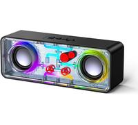 Portable Wireless Bluetooth Speaker With Transparent Mecha Design, Streaming Light, Tws Stereo Sound, Tf Card, Aux Speaker, Outdoor Speaker For Party, Camping, Beach, Travel, Hiking, Black